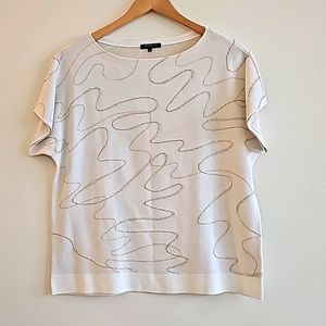 Lafayette 148 New York relaxed Dolman-Sleeve Double Jacquard Sweater size medium